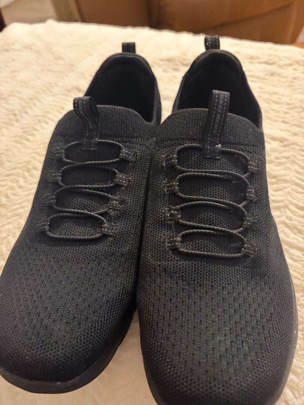 Sketchers Women’s Slip-On Knit Casual Shoes - Black